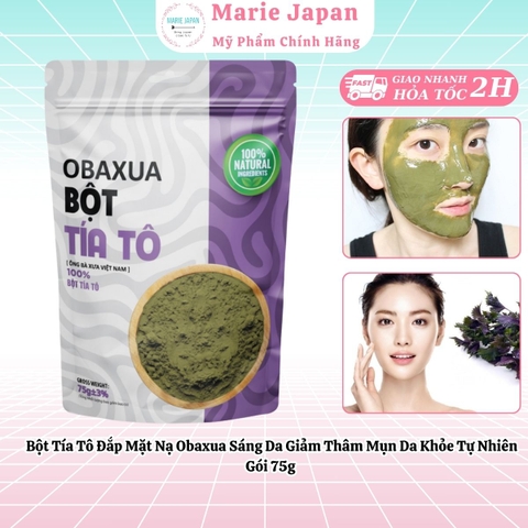 Bột Tía Tô Đắp Mặt Nạ Obaxua Sáng Da Giảm Thâm Mụn Da Khỏe Tự Nhiên Gói 75g