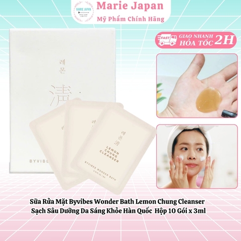 Sữa Rửa Mặt Byvibes Wonder Bath Lemon Chung Cleanser Sạch Sâu Dưỡng Da Sáng Khỏe Hàn Quốc Hộp 10 Gói x 3ml