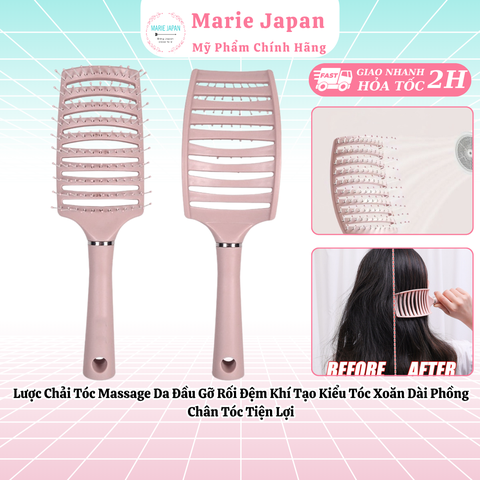 Lược Chải Tóc Massage Da Đầu Gỡ Rối Đệm Khí Tạo Kiểu Tóc Xoăn Dài Phồng Chân Tóc Tiện Lợi - MÀU HỒNG