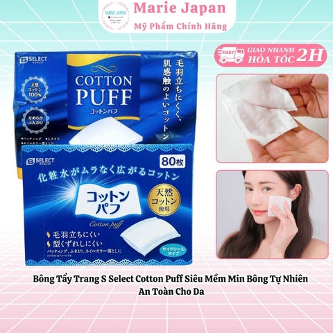 Bông Tẩy Trang S Select Cotton Puff Siêu Mềm Min Bông Tự Nhiên An Toàn Cho Da