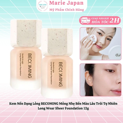 Kem Nền Dạng Lỏng BECOMING Mỏng Nhẹ Bền Màu Lâu Trôi Tự Nhiên Long Wear Sheer Foundation 12g