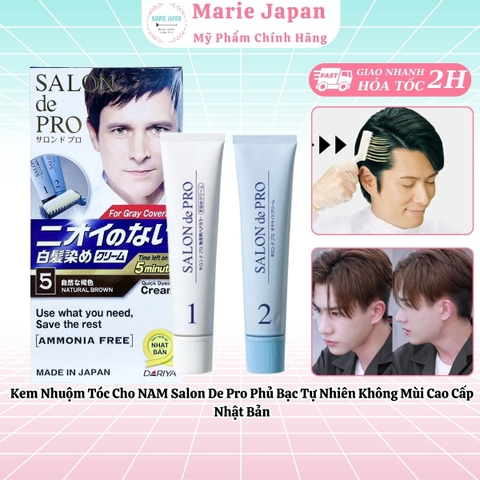 Kem Nhuộm Tóc Cho NAM Salon De Pro Phủ Bạc Tự Nhiên Không Mùi Cao Cấp Nhật Bản