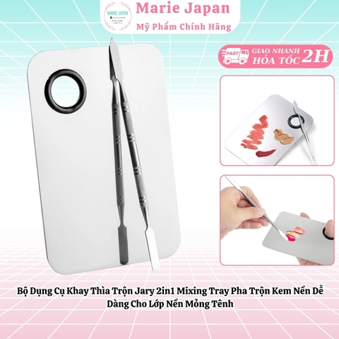 Bộ Dụng Cụ Khay Thìa Trộn Jary 2in1 Mixing Tray Pha Trộn Kem Nền Dễ Dàng Cho Lớp Nền Mỏng Tênh