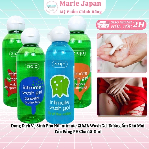 Dung Dịch Vệ Sinh Intimate ZIAJA Wash Gel Dưỡng Ẩm Khử Mùi Cân Bằng PH Chai 200ml