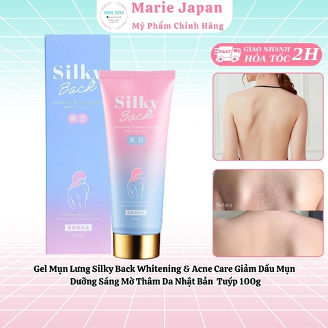 Gel Mụn Lưng Silky Back Whitening & Acne Care Giảm Dầu Mụn Dưỡng Sáng Mờ Thâm Da Nhật Bản  Tuýp 100g