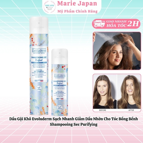Dầu Gội Khô Evoluderm Sạch Nhanh Giảm Dầu Nhờn Cho Tóc Bồng Bềnh Shampooing Sec Purifying