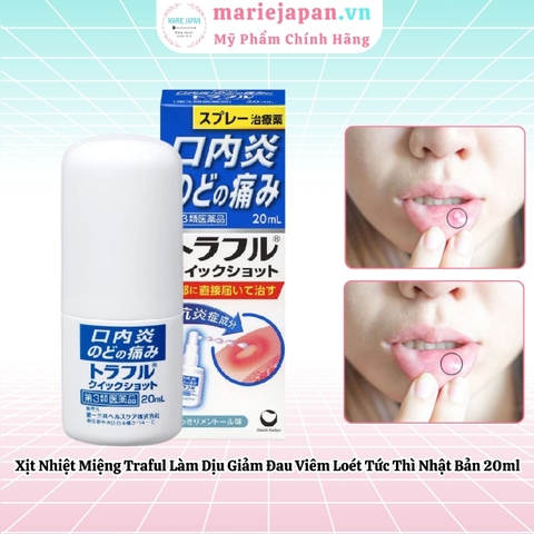 Xịt Nhiệt Miệng Traful Làm Dịu Giảm Đau Viêm Loét Tức Thì Nhật Bản 20ml