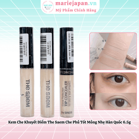 Kem Che Khuyết Điểm The Saem Che Phủ Tốt Mỏng Nhẹ Cover Perfection Tip Concealer SPF28 PA++ Hàn Quốc 6.5g