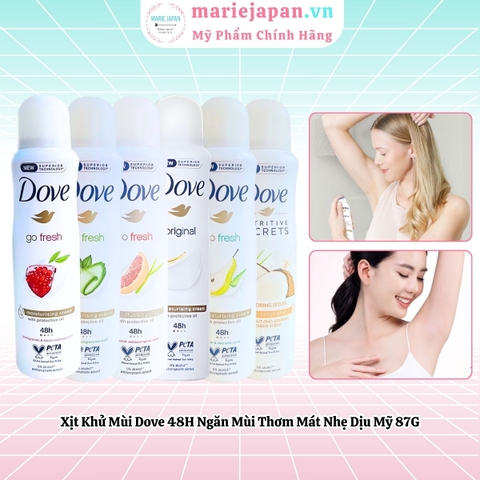 Xịt Khử Mùi Dove 48H Ngăn Mùi Thơm Mát Nhẹ Dịu Mỹ 87G