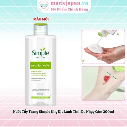 Nước Tẩy Trang Simple Micellar Cleansing Water Chai 200ml