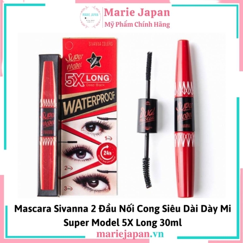 Mascara Sivanna 2 Đầu Nối Cong Dài Dày Mi Super Model 5X Long 30ml