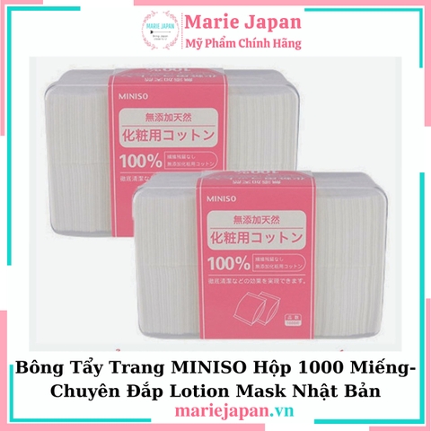 Bông Tẩy Trang MINISO Hộp 1000 Miếng- Dùng Đắp Lotion Mask Nhật