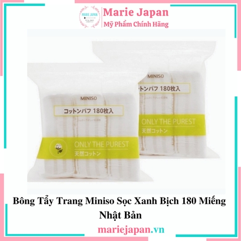 Bông Tẩy Trang Miniso Sọc Xanh Bịch 180 Miếng Nhật Bản