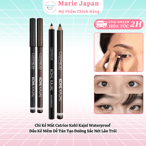 Chì Kẻ Mắt Catrice Kohl Kajal Waterproof  Đầu Kẻ Mềm Dễ Tán Tạo Đường Sắc Nét Lâu Trôi