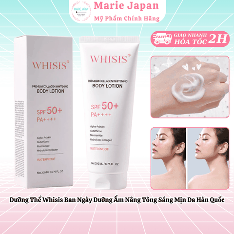 Dưỡng Thể Whisis Ban Ngày Premium Collagen Whitening UV SPF50 Tuýp 200ml