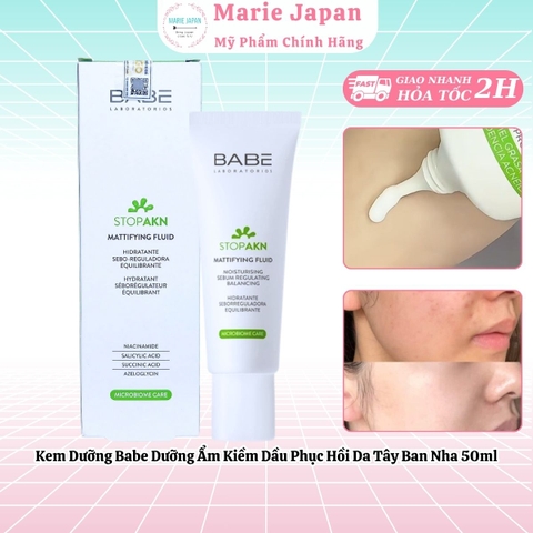 Kem Dưỡng Babe Stop AKN Mattifying Moisturiser Dưỡng Ẩm Kiềm Dầu Phục Hồi Da Giảm Mụn 50ml