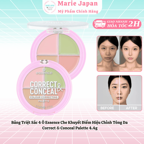Bảng Triệt Sắc 4 Ô Essence Che Khuyết Điểm Hiệu Chỉnh Tông Da Correct & Conceal Palette 4.4g