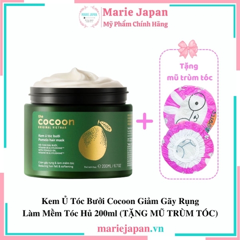 Kem Ủ Tóc Bưởi Cocoon Hũ 200ml - TẶNG MŨ TRÙM TÓC (Màu ngẫu nhiên)