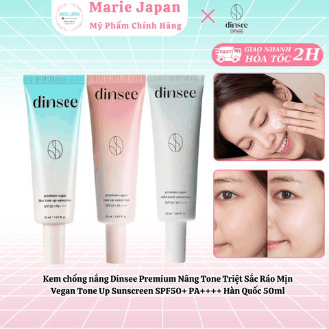 Kem Chống Nắng  Dinsee Premium Nâng Tone Triệt Sắc Ráo Mịn Vegan Tone Up Sunscreen SPF50+ PA++++ Hàn Quốc 50ml