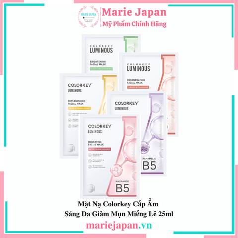 Mặt Nạ Colorkey Luminous Facial Mask Cấp Ẩm Sáng Da Giảm Mụn Miếng Lẻ 25ml