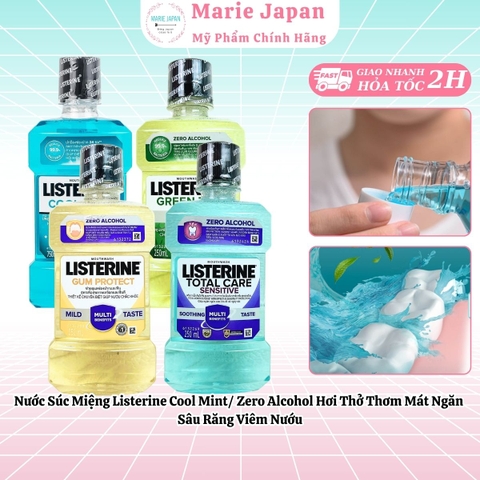 Nước Súc Miệng Listerine Cool Mint/ Zero Alcohol Hơi Thở Thơm Mát Ngăn Sâu Răng Viêm Nướu