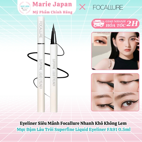 Eyeliner Siêu Mảnh Focallure Nhanh Khô Không Lem Mực Đậm Lâu Trôi Superfine Liquid Eyeliner FA91