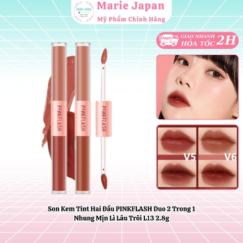 Son Kem Tint Hai Đầu PINKFLASH Duo 2 Trong 1 Nhung Mịn Lì Lâu Trôi L13