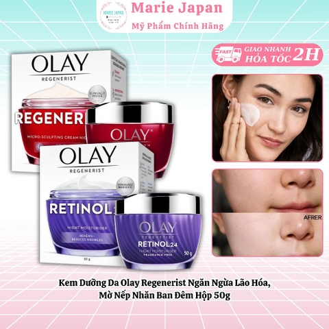 Kem Dưỡng Da Olay Regenerist Ngăn Ngừa Lão Hóa, Mờ Nếp Nhăn Ban Đêm Hộp 50g