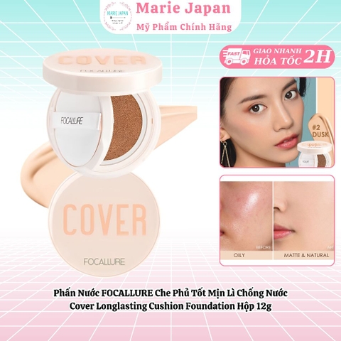 Phấn Nước FOCALLURE Che Phủ Tốt Mịn Lì Chống Nước Cover Longlasting Cushion Foundation Hộp 12g