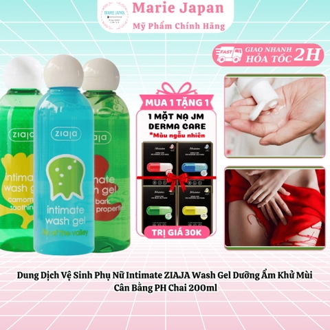 [MUA 1 TẶNG 1][CHE TÊN] Dung Dịch Vệ Sinh Phụ Nữ Intimate ZIAJA Wash Gel DưỡngẨm KhửMùi CânBằng PH Chai 200ml-TẶNG 1MASK