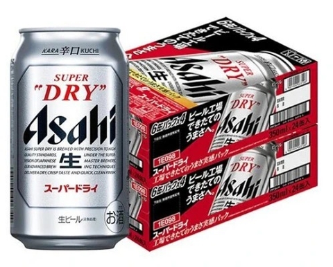 Bia tươi Asahi (Nhật) Super Dry trắng 350ml (thùng 24 lon)