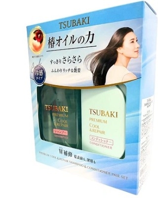 Bộ gội xả Tsubaki Premium Cool & Repair x 490mLx2 (màu Xanh sạch dầu mát lạnh)