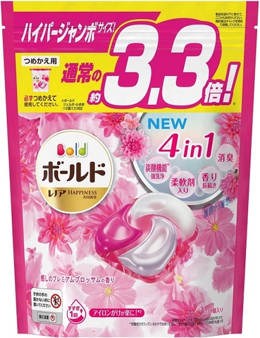 Viên giặt xả 4in1 Gelball, màu hồng hương hoa - Túi 39 viên