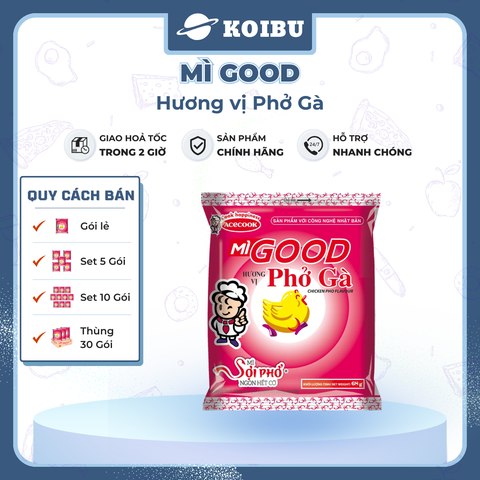 ACECOOK - Mì Good sợi phở hương vị Phở gà, Mì sợi phở Good vị phở gà, Mì Good phở gà sợi dẹt  - 68g/gói - 00892