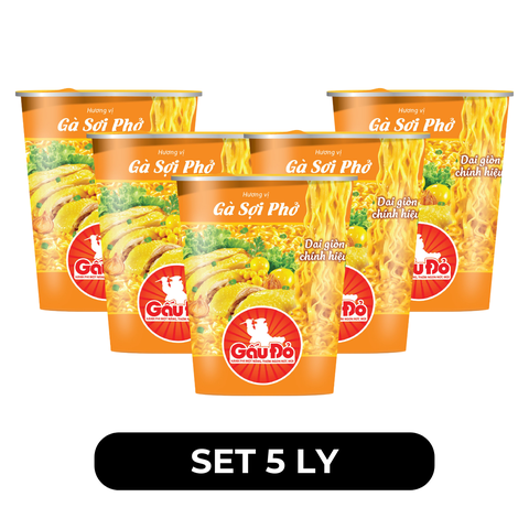 ASIAFOODS - Mì ly Gấu Đỏ Gà sợi phở, Mì ly Gấu Đỏ hương vị gà sợi phở, Mì ly gà sợi phở Gấu Đỏ - 65g/ly - 00469