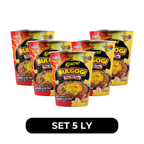 PALDO - Mì ly xào Koreno Bulgogi phô mai cay hương vị Bò cay, Mì Koreno Bò xào Bulgogi phô mai cay ly - 65g/ly - 00278