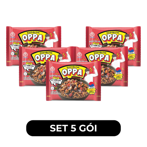 OTOKI - Mì tương đen Oppa hương vị Sườn heo, Mì Oppa tương đen sườn heo, Mì tương đen sườn heo Oppa - 65g/gói - 00246