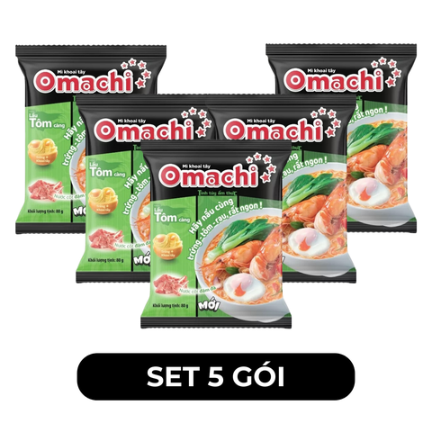MASAN - Mì khoai tây Omachi hương vị Lẩu Tôm Càng, Mì Omachi lẩu tôm càng gói, Mì Omachi ăn liền - 80g/gói - 00116
