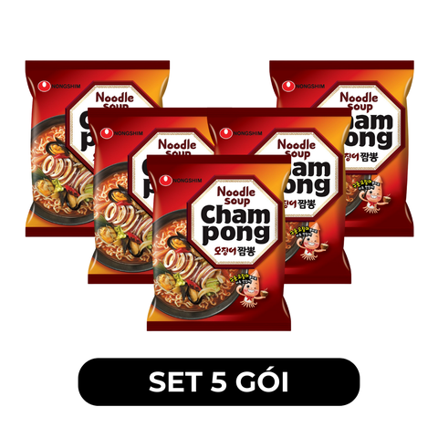 NONGSHIM - Mì Champong hương vị mực cay, Mì mực hải sản Champong, Mì mực cay Champong Hàn Quốc - 124g/gói - 00448