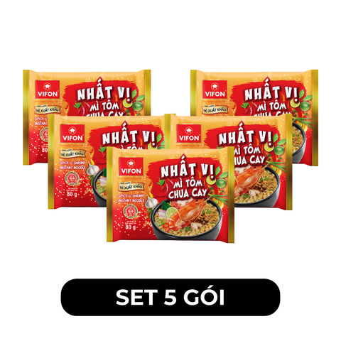 VIFON - Mì Nhất Vị hương vị Tôm chua cay, Mì tôm chua cay Nhất Vị ăn liền, Mì Vifon tôm chua cay - 60g/gói - 00274