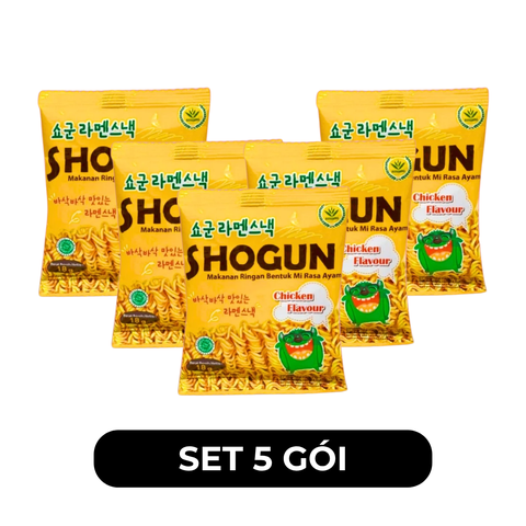 RUSINDO - Snack mì Shogun hương vị Gà, Snack mì tôm trẻ em Shogun ăn liền, Mì ăn liền Shogun Hàn Quốc - 18g/gói - 00689