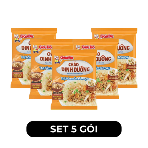 ASIAFOODS - Cháo dinh dưỡng Gấu đỏ hương vị Thịt bằm nấm bào ngư, Cháo thịt bằm nấm bào ngư Gấu Đỏ - 60g/gói - 00711