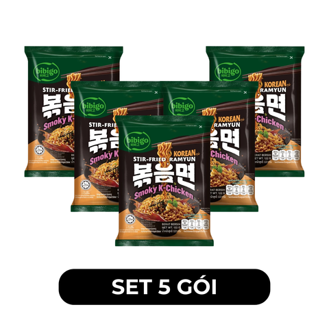 CJ FOODS - Mì xào Bibigo hương vị Gà-K xông khói, Mì xào Gà xông khói Bibigo Hàn Quốc ăn liền - 122g/gói - 00696