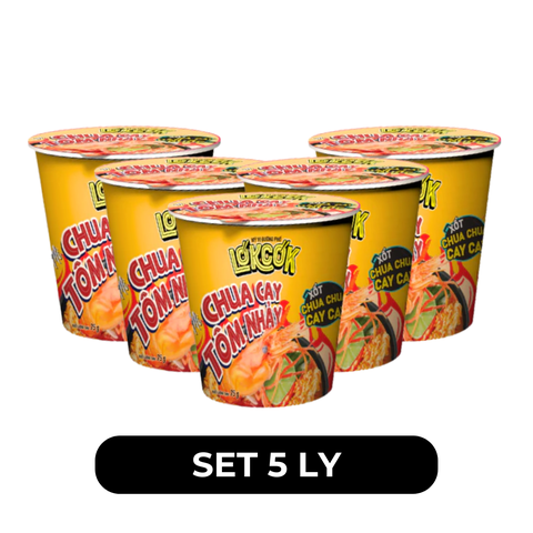 WORLD SPICE - Mì ly LókCók hương vị Chua cay tôm nhảy, Mì ly tôm chua cay LokCok ăn liền, Mì Lokcok ly - 75g/ly - 00773