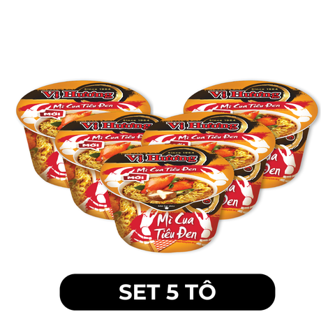 THIEN HUONG FOOD - Mì tô trộn Vị Hương hương vị Cua tiêu đen, Mì tô trộn cua tiêu đen Vị Hương ăn liền - 80g/tô - 00776