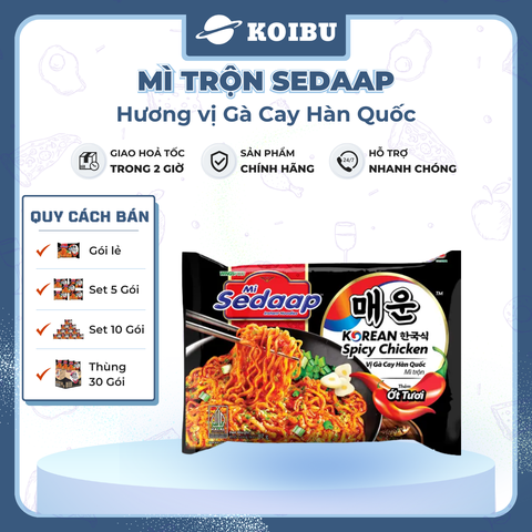 SEDAAP - Mì trộn Sedaap hương vị Gà cay Hàn Quốc, Mì Sedaap mì trộn Gà cay Hàn Quốc Sedaap ăn liền - 87g/gói - 00282