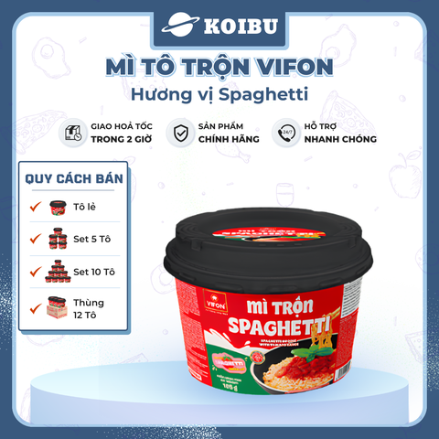 VIFON - Mì tô trộn Vifon hương vị Spaghetti, Mì trộn Vifon Spaghetti, Vifon tô mì Spaghetti trộn - 105g/tô - 00532