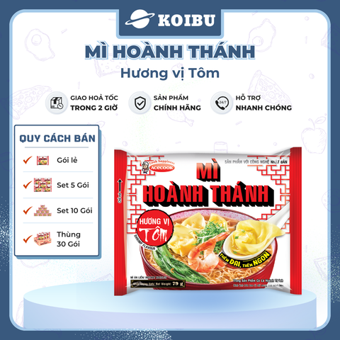 ACECOOK - Mì Hoành Thánh hương vị Tôm, Mì Hoành Thánh tôm ăn liền, Mì vằn thắn tôm Acecook ăn liền - 79g/gói - 00032