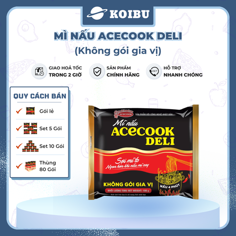 ACECOOK - Mì nấu Acecook Deli không gói gia vị, Mì nấu không gia vị Acecook Deli, Mì nấu 4 phút Acecook Deli - 100g/gói - 00893
