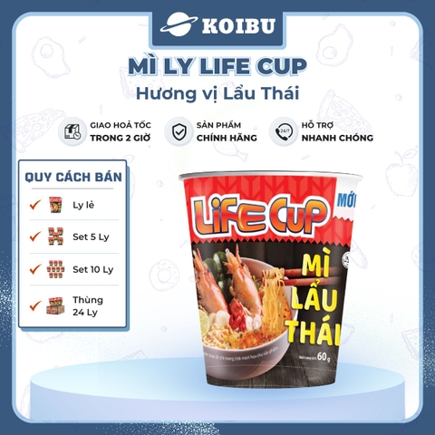 THIEN HUONG FOOD - Mì ly Life Cup hương vị Lẩu thái, Mì ly lẩu thái Life Cup, Mì lẩu thái Life Cup ly (60g/ly) - 00817